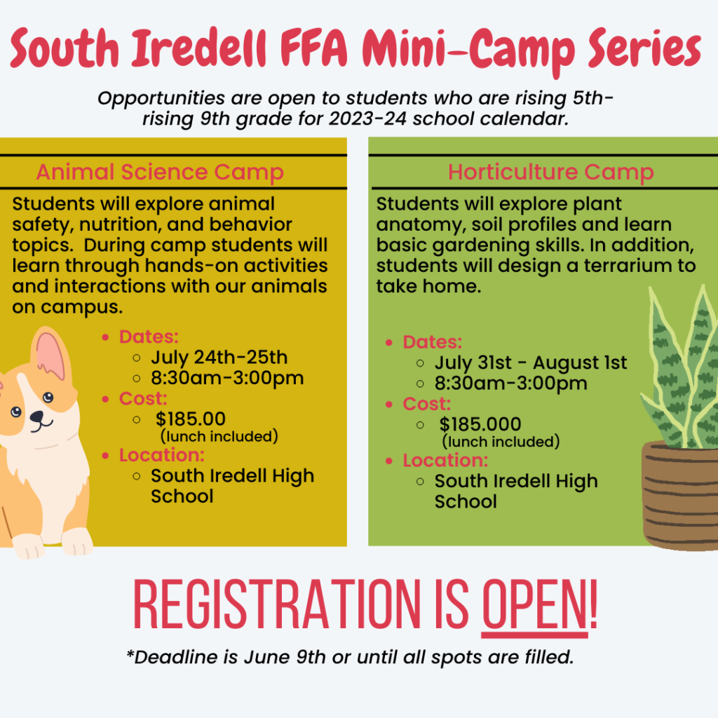 Registration open for South Iredell High FFA summer camps Iredell