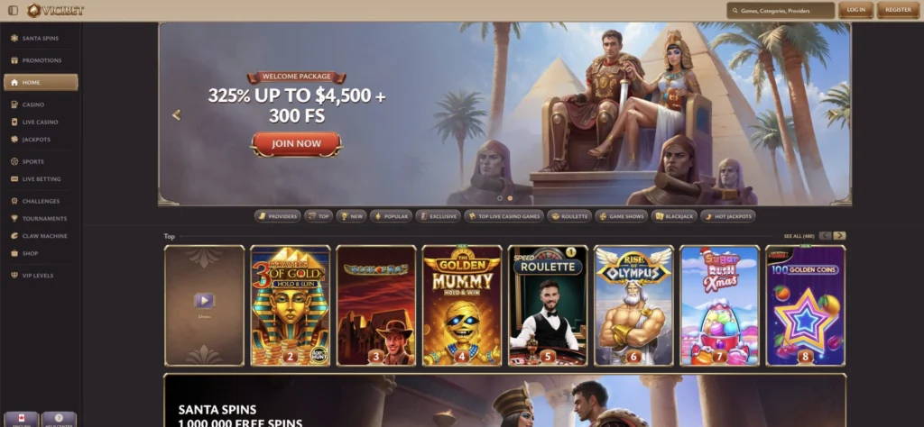 Screenshot der Instant Casino App-Oberfläche