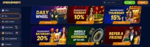 SpeedSweeps Casino - Daily, Weekly and Welcome Bonus Offers